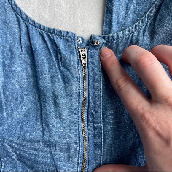 Madewell Chambray Muralist Jumpsuit Womens sz 00 Blue Denim Cotton Linen Cropped - Picture 2 of 16